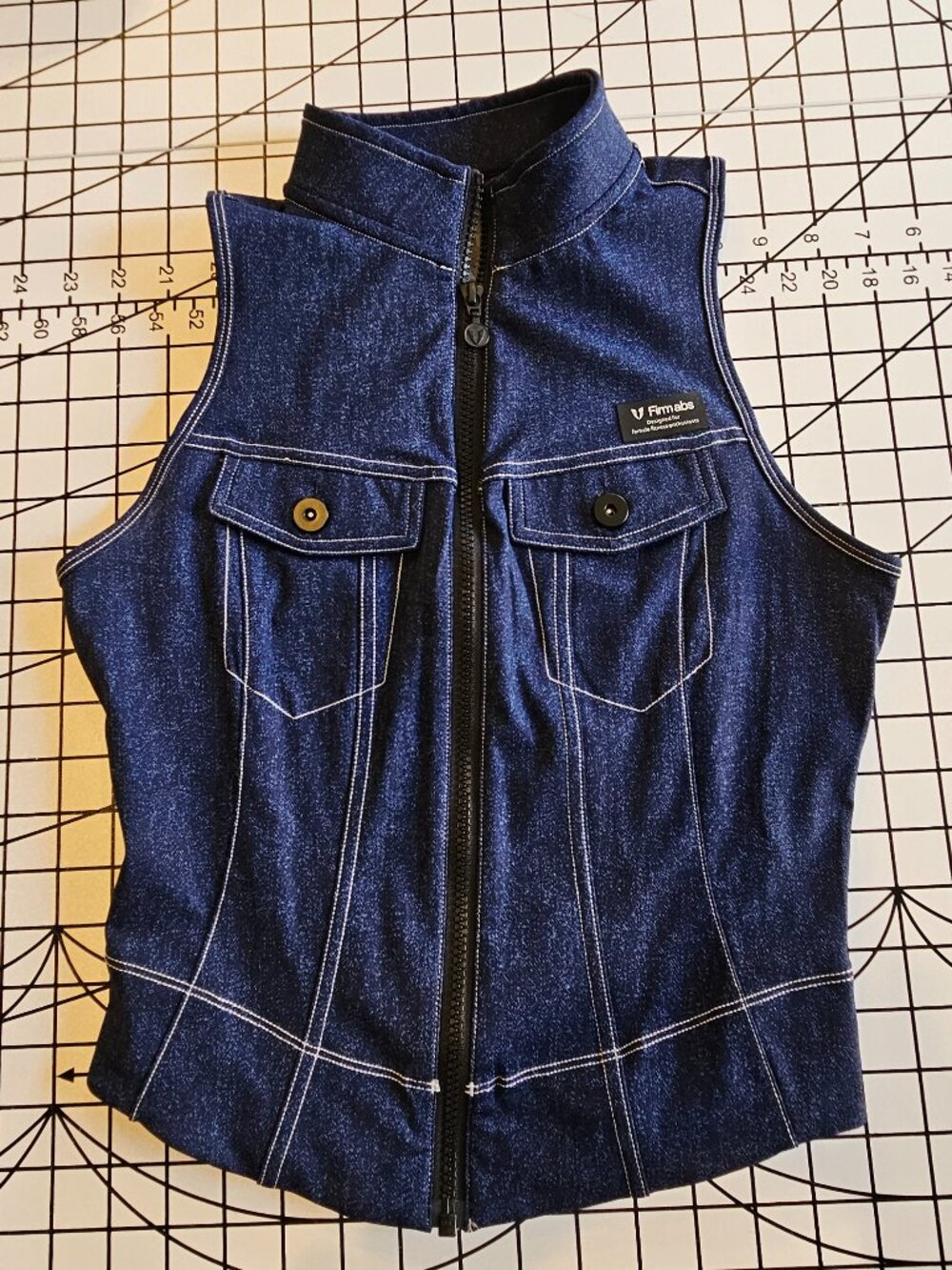 Firm Abs - Army Abs Tank - Denim Blue with White Stitching - M - Picture 2 of 3